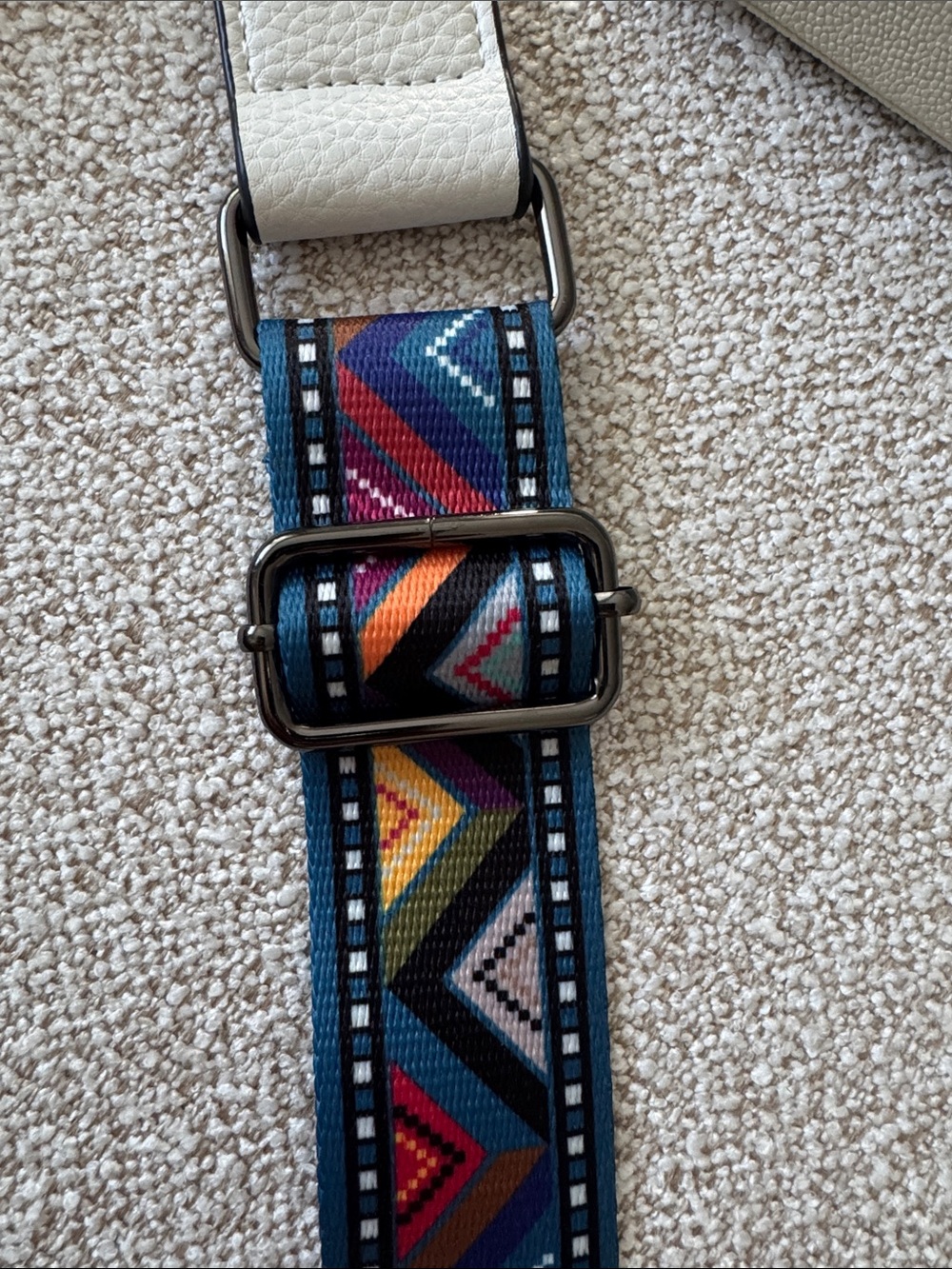 White Leather Stud-Trim Crossbody Bag - Picture 4 of 4